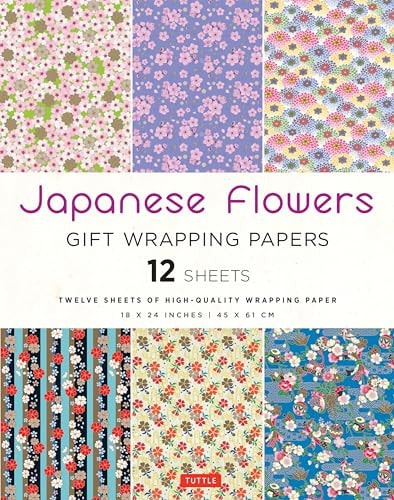 Japanese Flowers Gift Wrapping Papers - 12 sheets