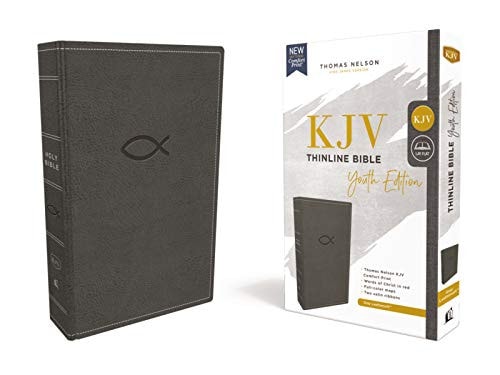 KJV Holy Bible: Thinline Youth Edition, Gray Leathersoft, Red Letter, Comfort Print: King James Version