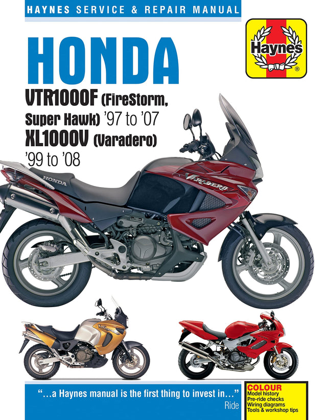 Honda VTR1000F (FireStorm, Super Hawk) (97 - 07) & XL1000V (Varadero) (99 - 08) Haynes Repair Manual
