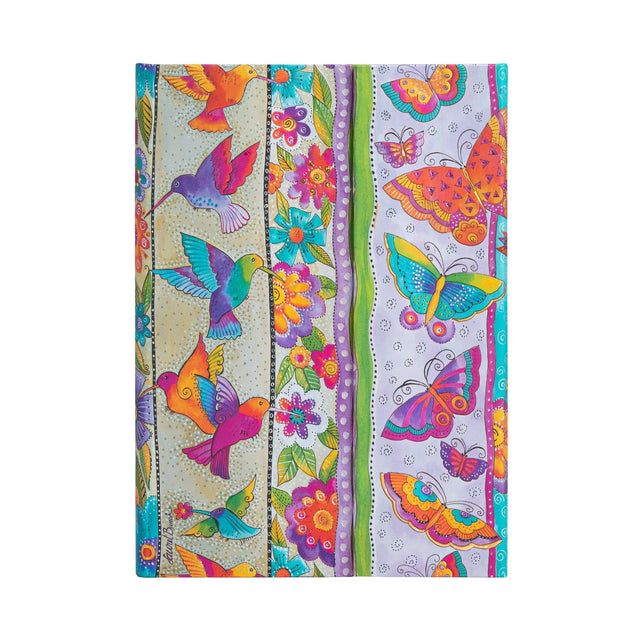 Hummingbirds & Flutterbyes Midi Lined Hardcover Journal (Wrap Closure)