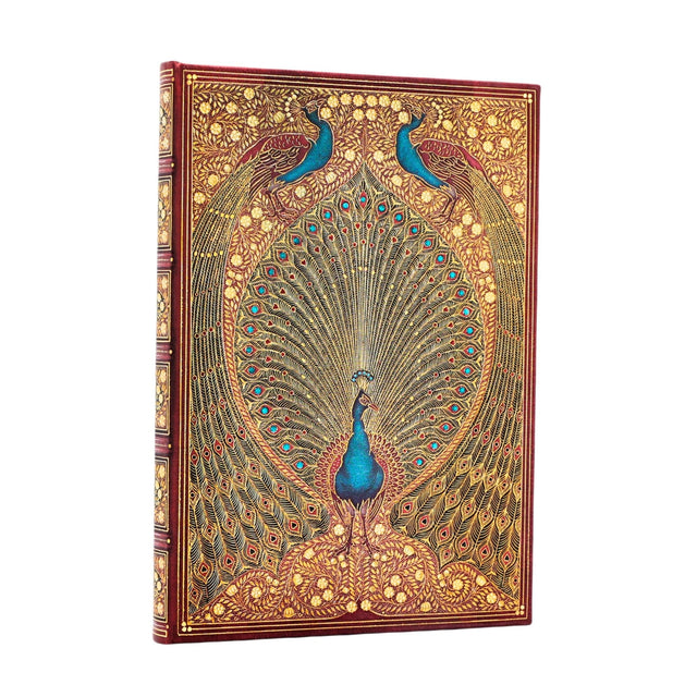 Hafiz’s Peacocks (Sangorski & Sutcliffe) Midi Lined Hardcover Journal (Elastic Band Closure)