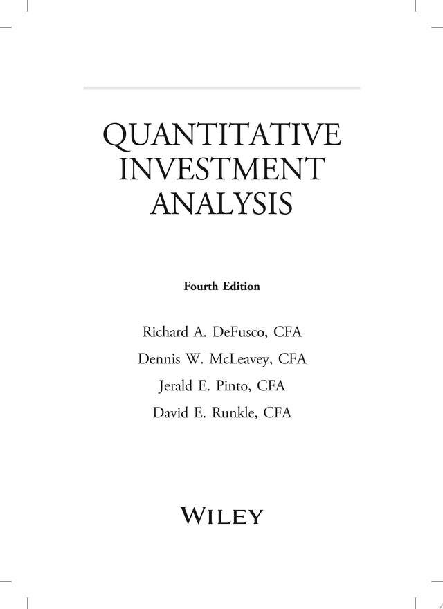 Quantitative Investment Analysis, Workbook