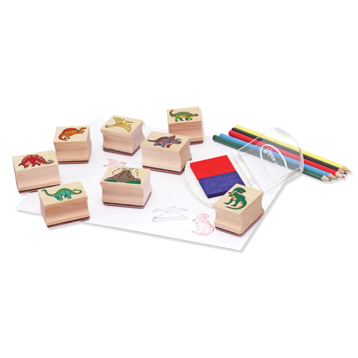 Melissa & Doug: Wooden Dinosaur Stamp Set