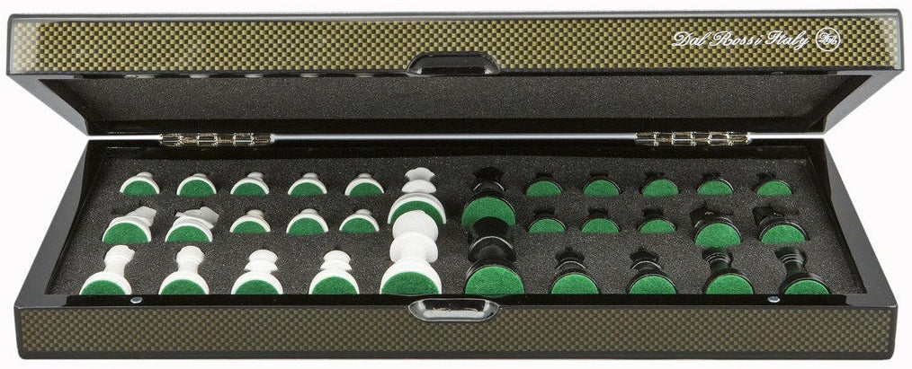 Dal Rossi: 16" Carbon Fibre Finish Folding Chess Set