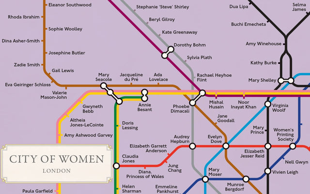 City of Women London Tube Wall Map (A2, 16.5 x 23.4 Inches)