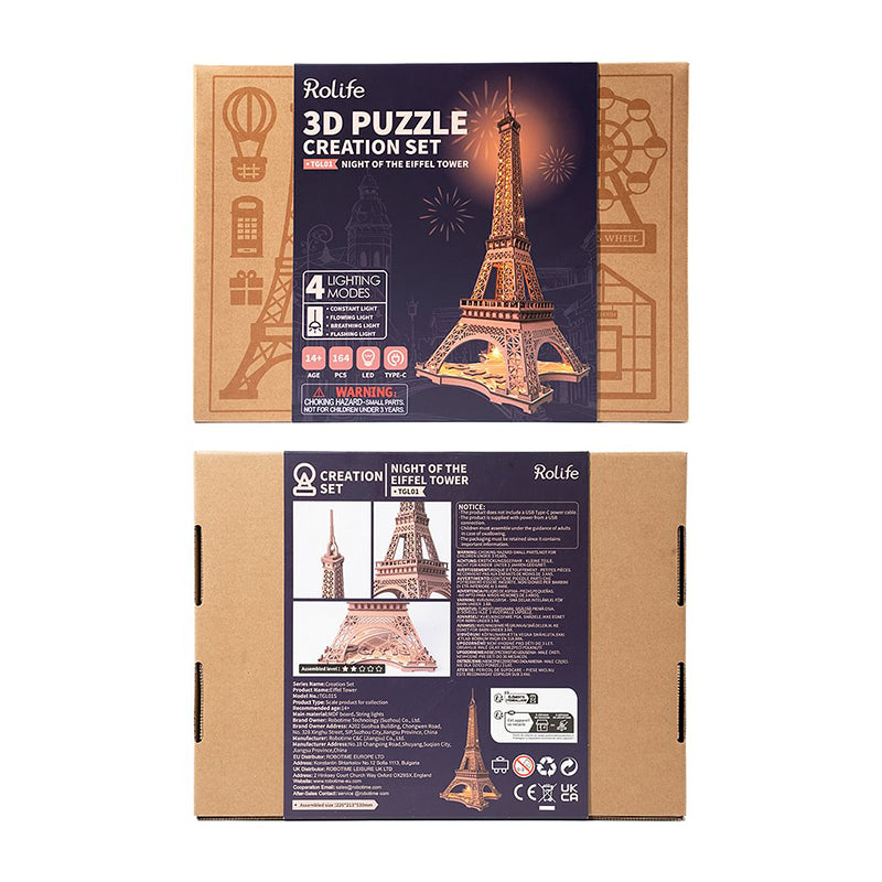 Rolife Eiffel Tower Night Scene DIY 3D Wooden Puzzle - (TGL01)