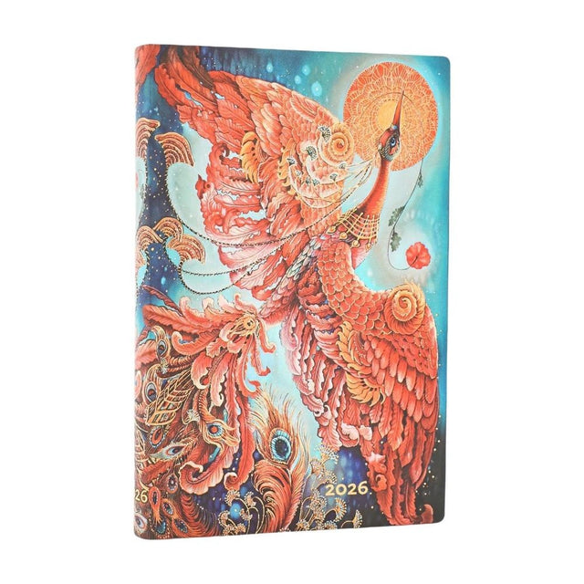 2026 Firebird (Birds of Happiness) Mini 12-month Horizontal Softcover Flexi Dayplanner 2026 (Elastic Band Closure)