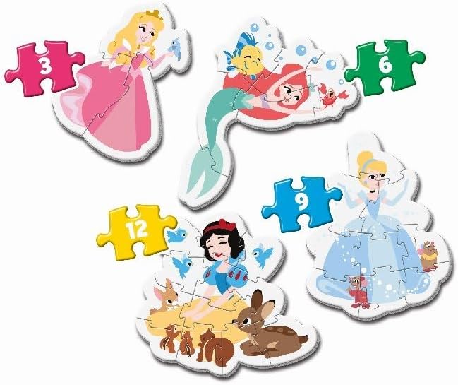 Clementoni Disney Princess Jigsaw Puzzle - 3, 6, 9, 12 Piece - My First Puzzle - (20813)