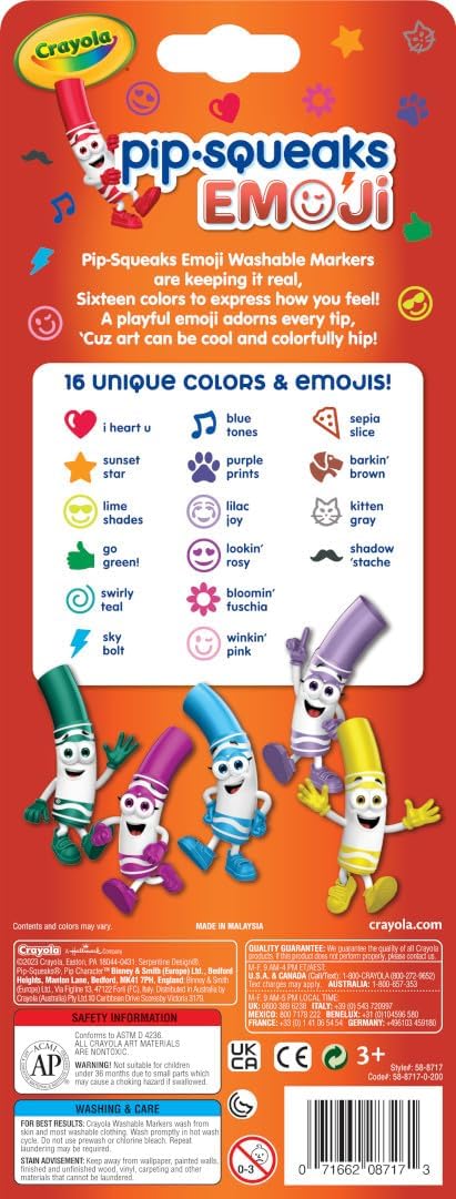 Crayola PipSqueak Emoji Markers 16 Pack