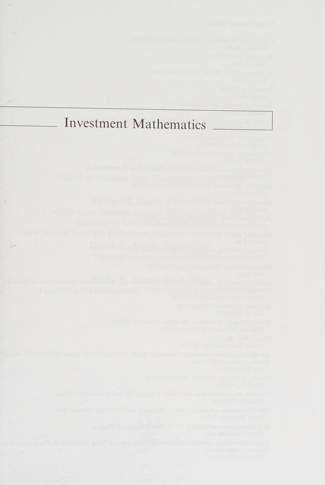 Investment Mathematics