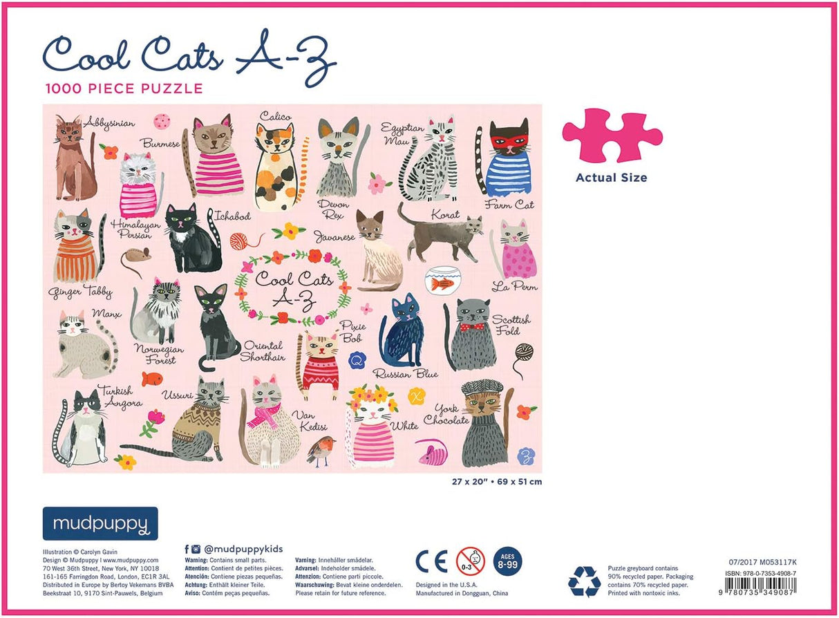 Mudpuppy Cool Cats Jigsaw Puzzle - 1000 Piece