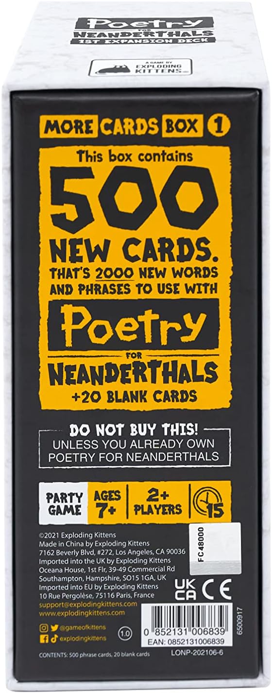 Poetry for Neanderthals Expansion (By Exploding Kittens)
