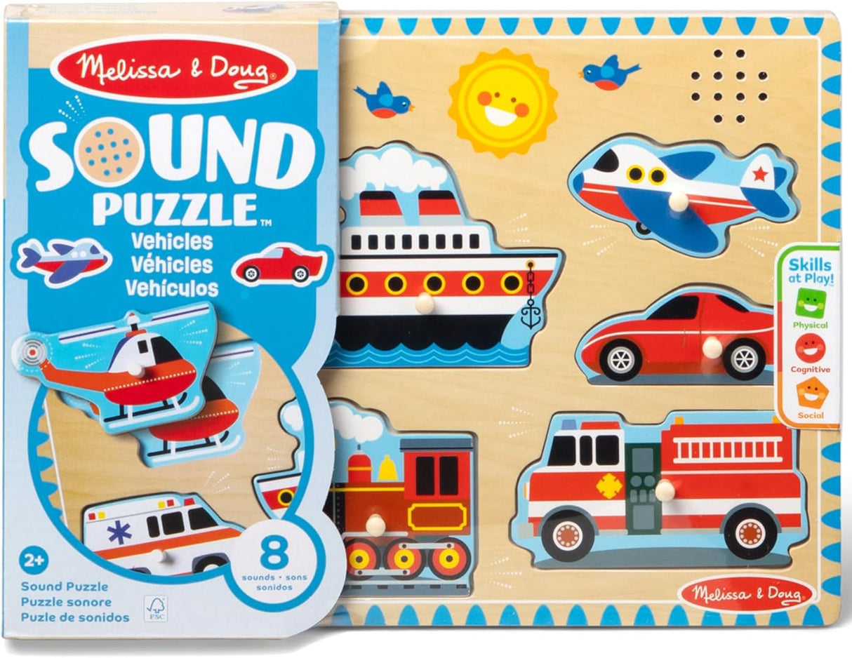 Melissa & Doug: Vehicles Sound Puzzle - 8 Pieces