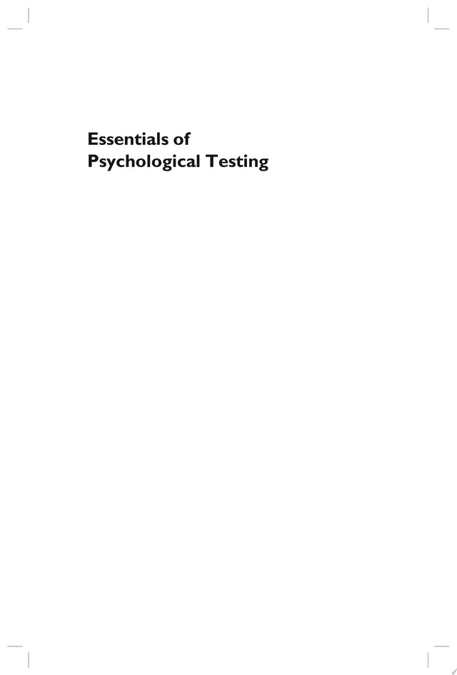 Essentials of Psychological Testing