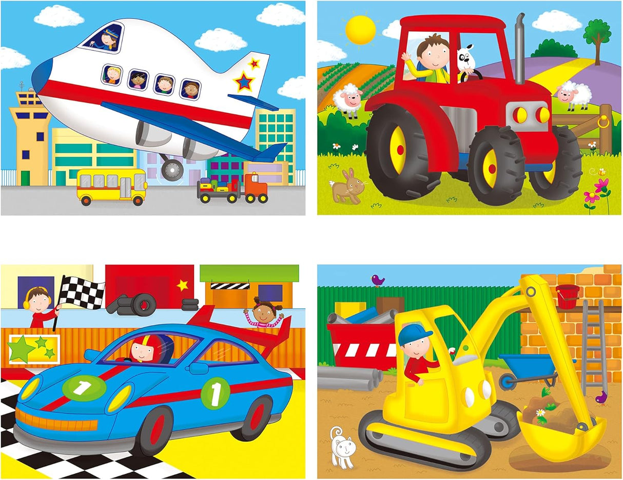 Galt - 4 Puzzles In A Box - Vehicles