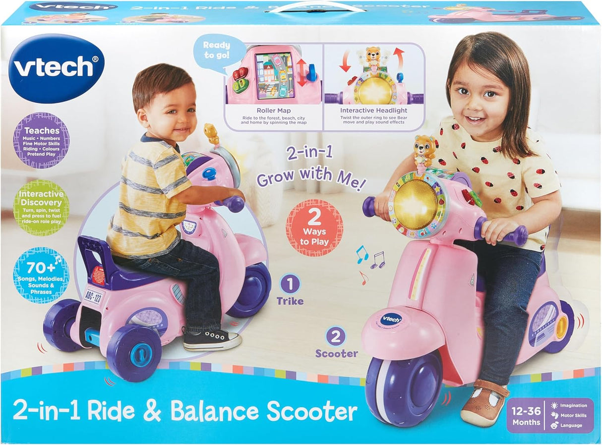 VTech 2-In-1 Ride & Balance Scooter - Pink