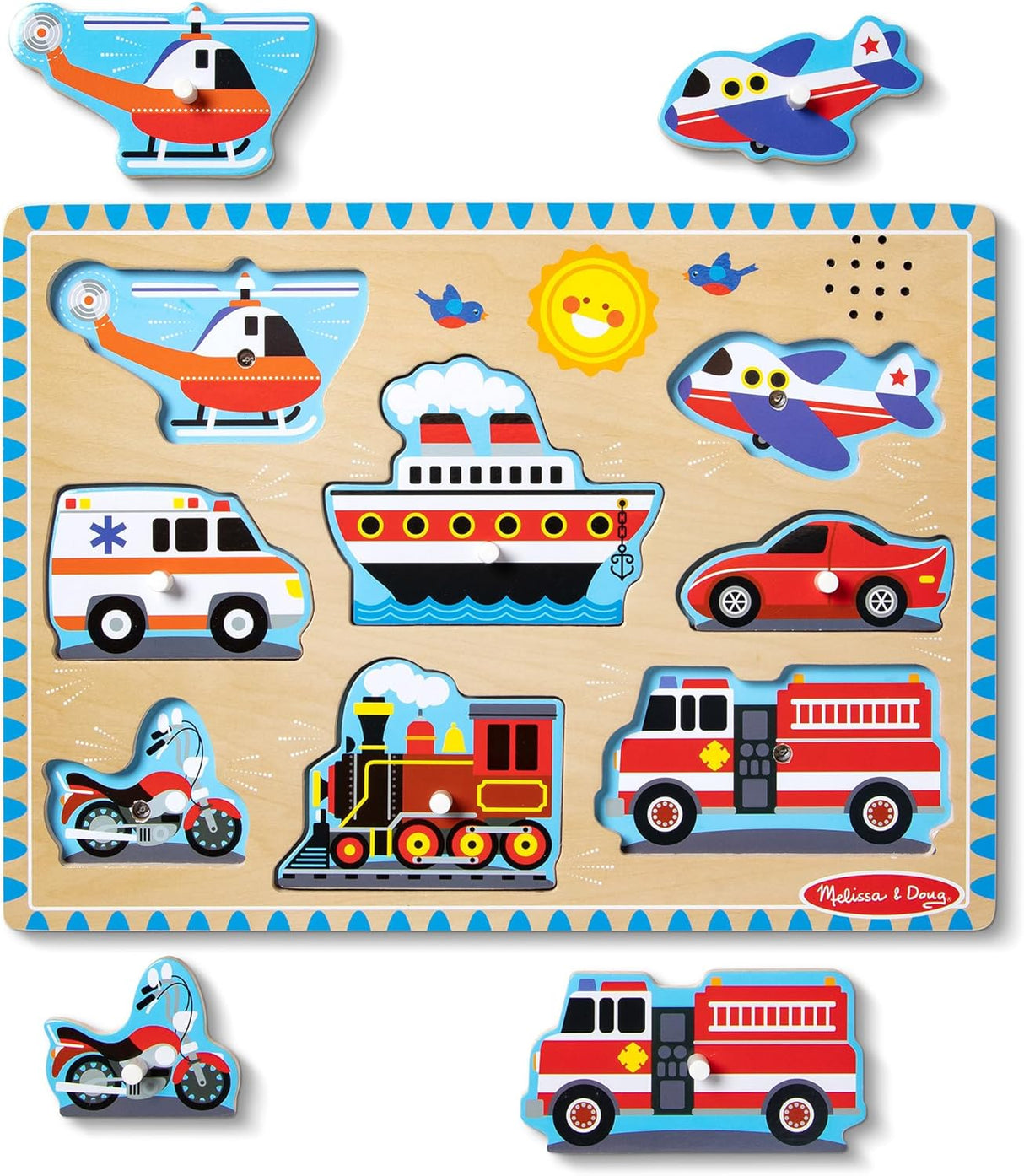Melissa & Doug: Vehicles Sound Puzzle - 8 Pieces
