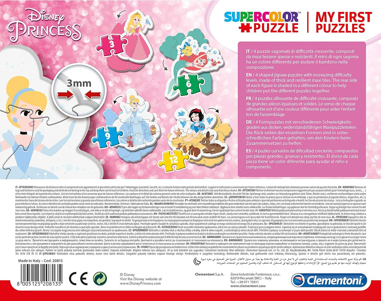 Clementoni Disney Princess Jigsaw Puzzle - 3, 6, 9, 12 Piece - My First Puzzle - (20813)