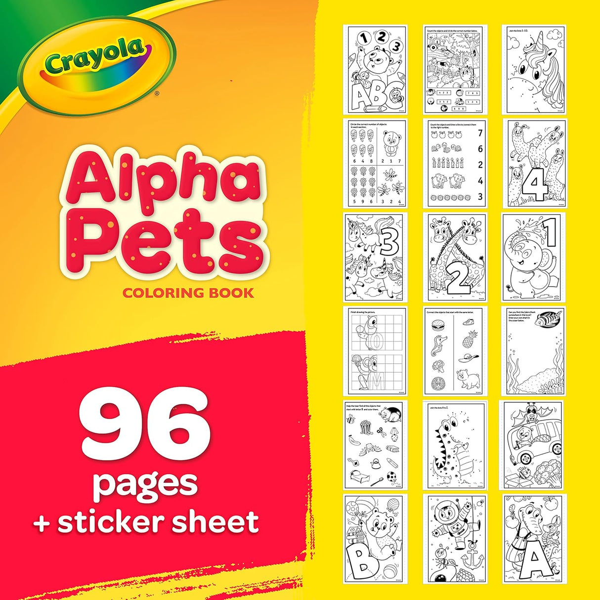 Crayola Alpha Pets Coloring Book With Stickers 96 Pages