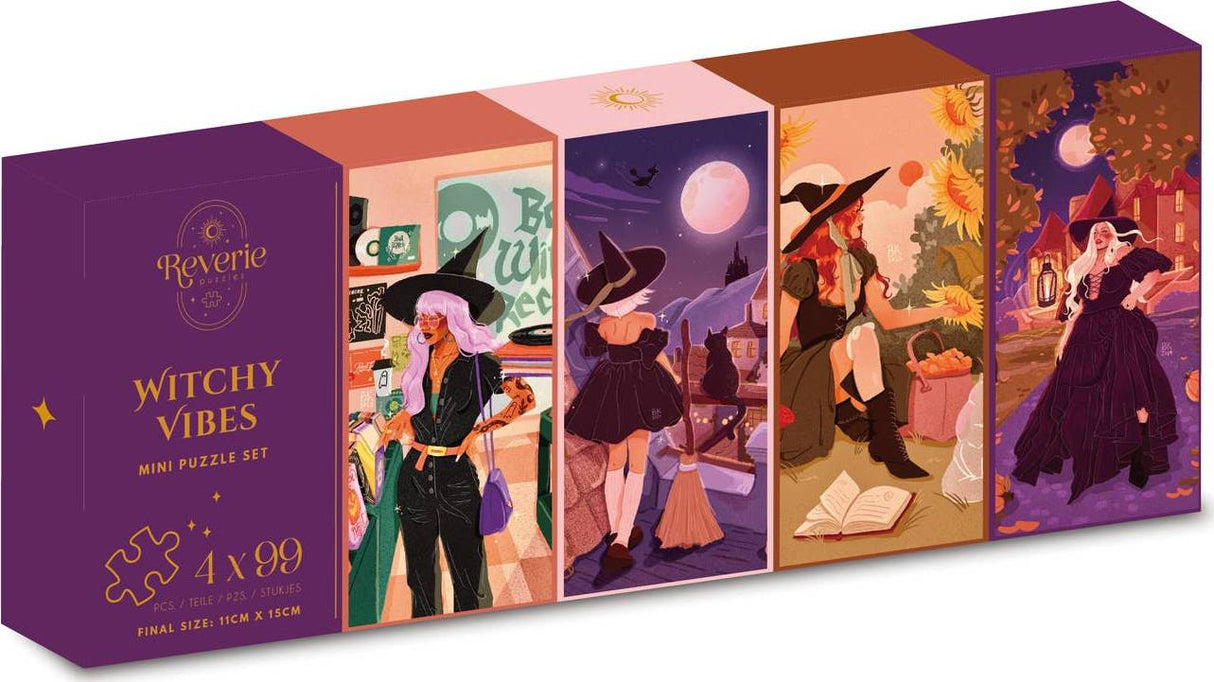 Reverie Puzzles: Witchy Vibes 4 x 99 Piece Mini Puzzle Set