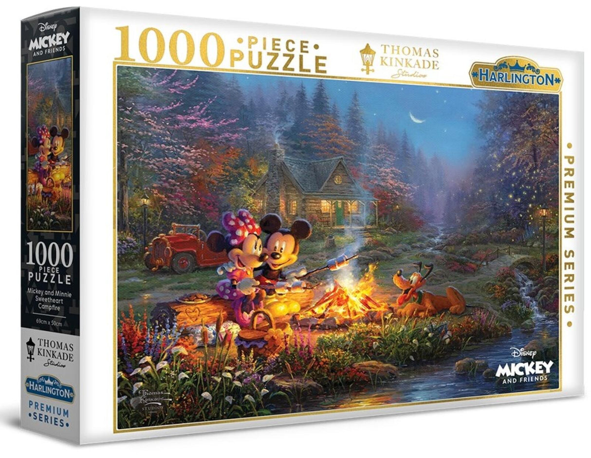 Harlington Thomas Kinkade Mickey & Minnie Sweetheart Campfire - 1000 Piece Puzzle