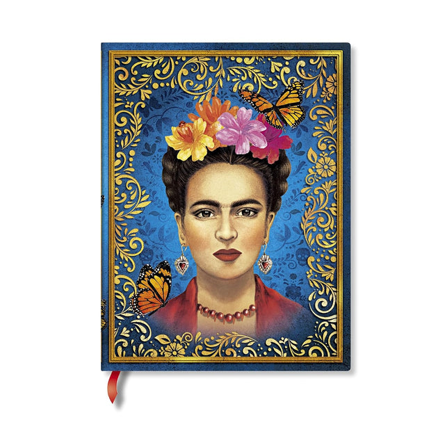 The Colourful Portrait (Viva Frida) Midi Unlined Hardcover Journal (Elastic Band Closure)