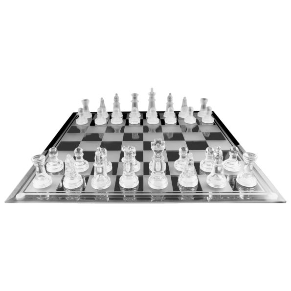 Deluxe Glass Chess Set & Book