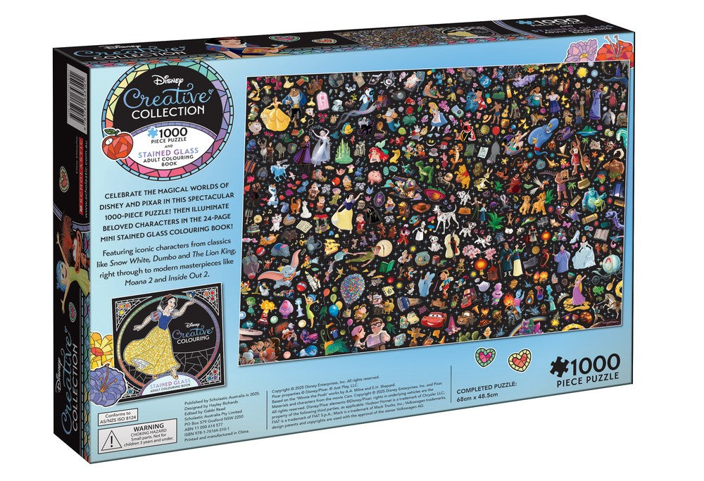 Disney: Stained Glass Adult Colouring Book and Puzzle (Starring Snow White: 1000 Pieces)