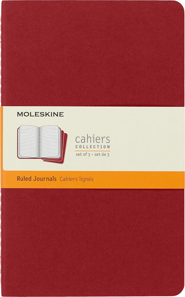 Moleskine Ruled Cahier L - Red Cover (3 Set)