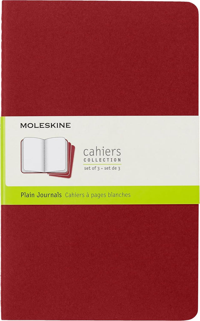 Moleskine Plain Cahier L - Red Cover (3 Set)