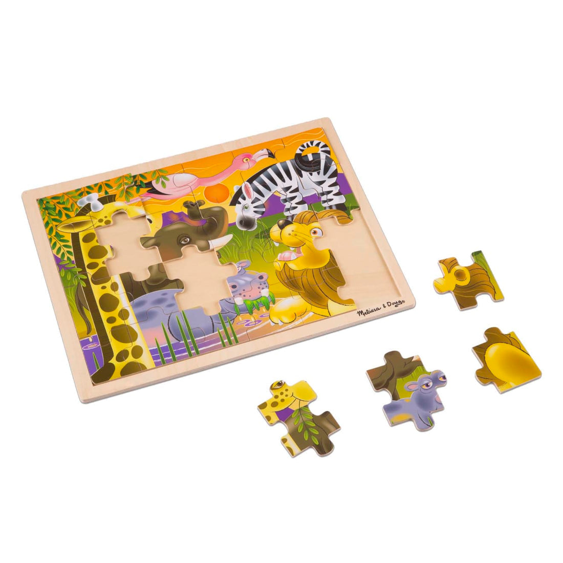 Melissa & Doug - African Plains Wooden Jigsaw Puzzle - 24 Piece