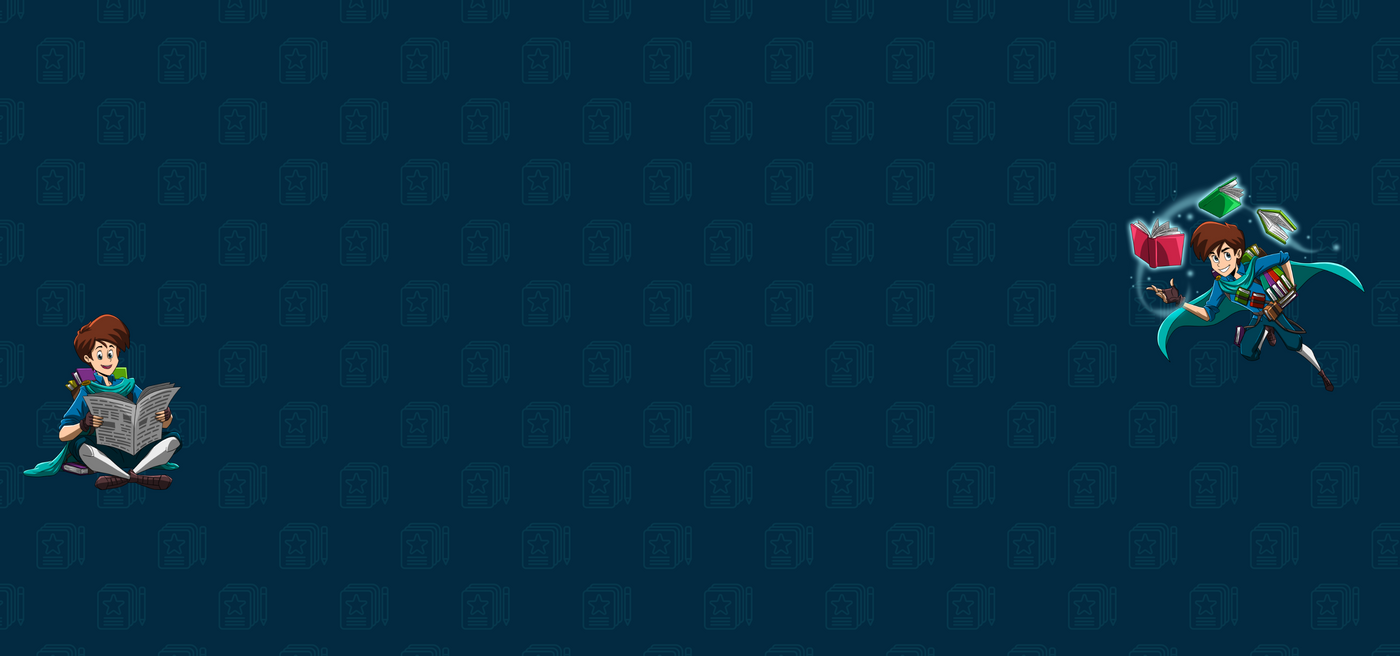 Two pixel art characters on a dark blue patterned background