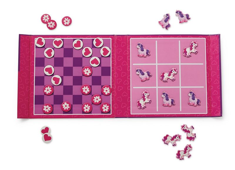 Crocodile Creek: Magnetic Tic Tac Toe & Checkers - Unicorn