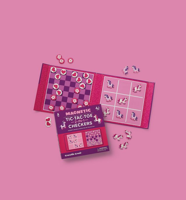 Crocodile Creek: Magnetic Tic Tac Toe & Checkers - Unicorn