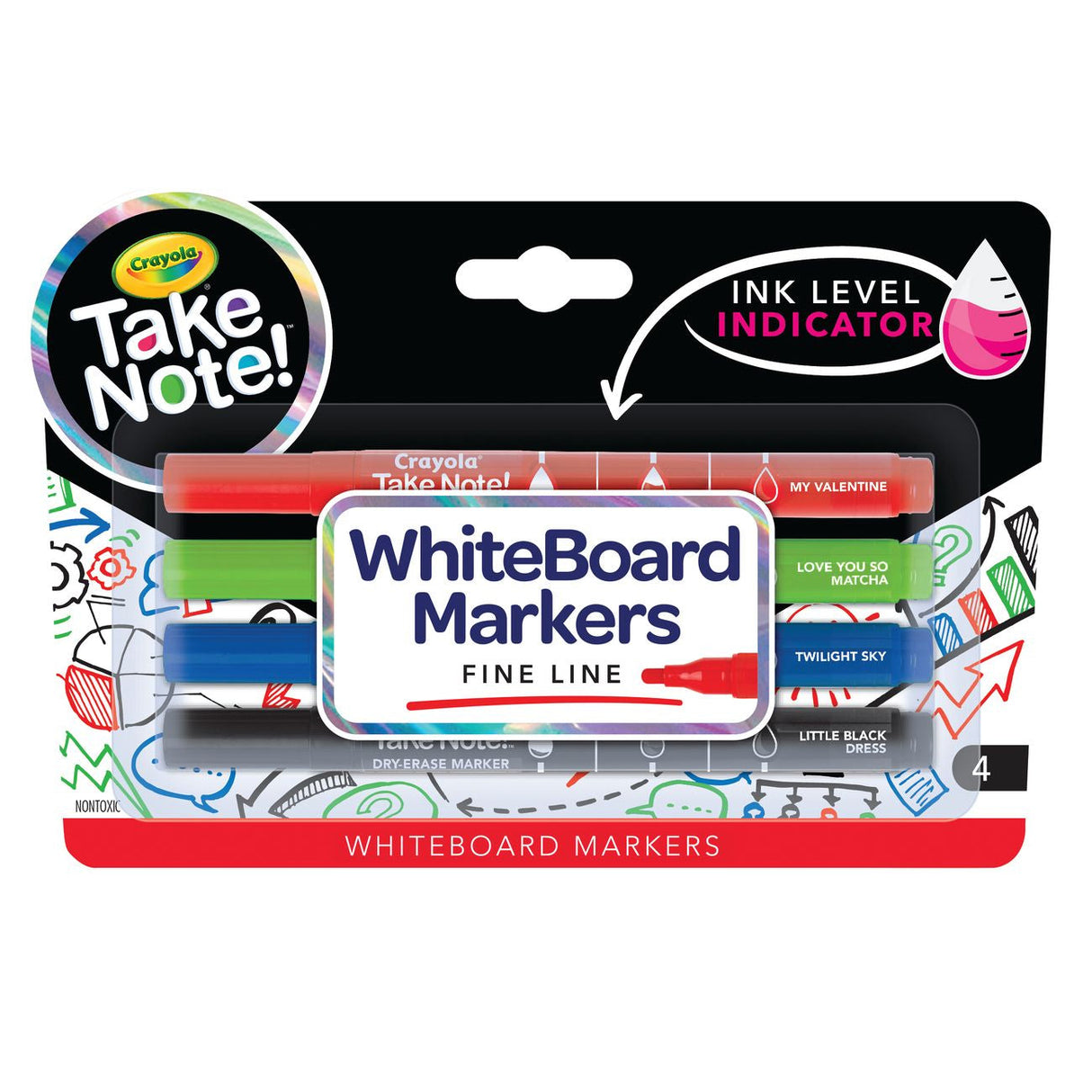 Crayola Take Note Whiteboard Fineline Markers 4 Pack