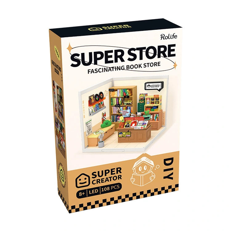 Rolife Fascinating Book Store DIY Miniature Puzzle - (DW004)