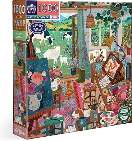 eeBoo: Artists Cottage Square Puzzle - 1000pc