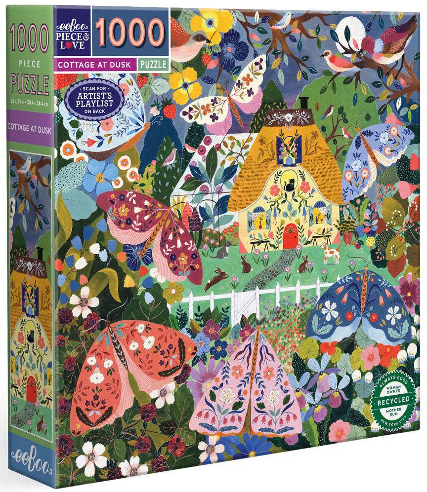 eeBoo: Cottage at Dusk Square Puzzle - 1000pc