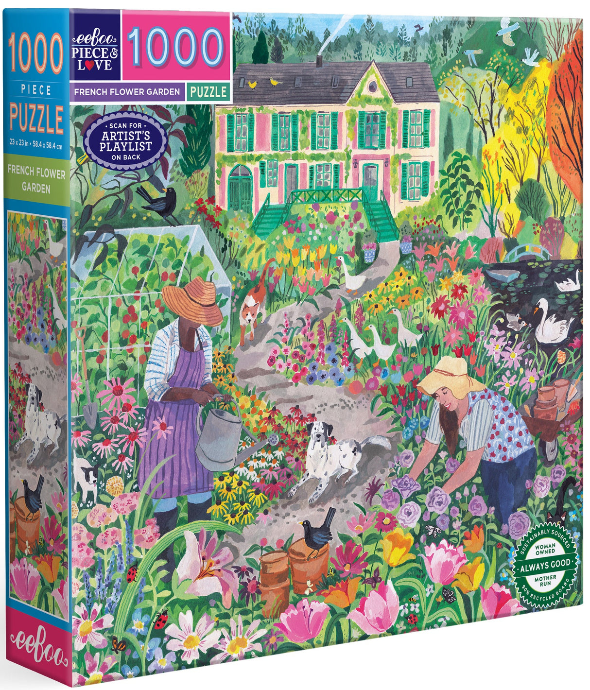 eeBoo: 1000pc Square Puzzle - French Flower Garden