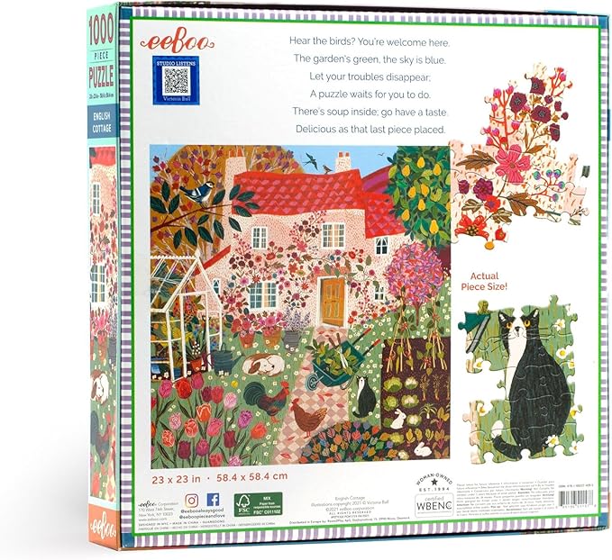 eeBoo: English Cottage Square Puzzle - 1000pc