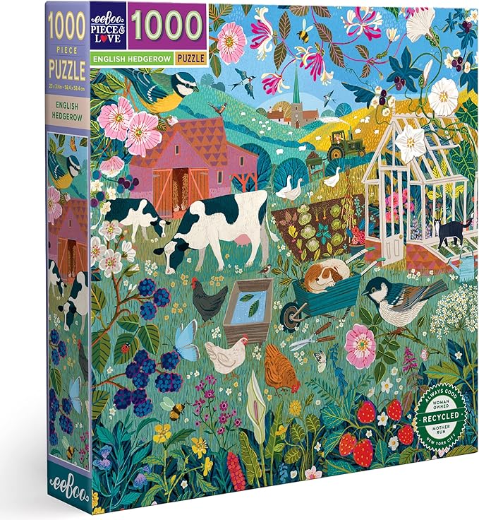 eeBoo: English Hedgerow Square Puzzle - 1000pc