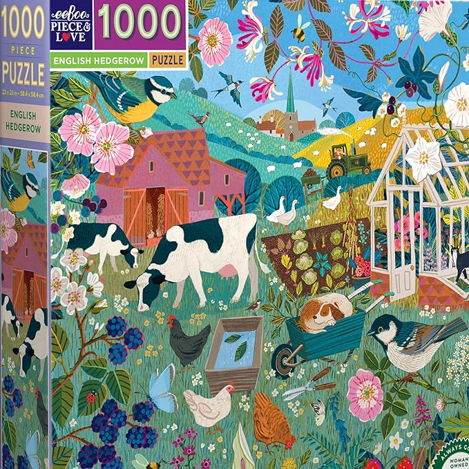 eeBoo: English Hedgerow Square Puzzle - 1000pc