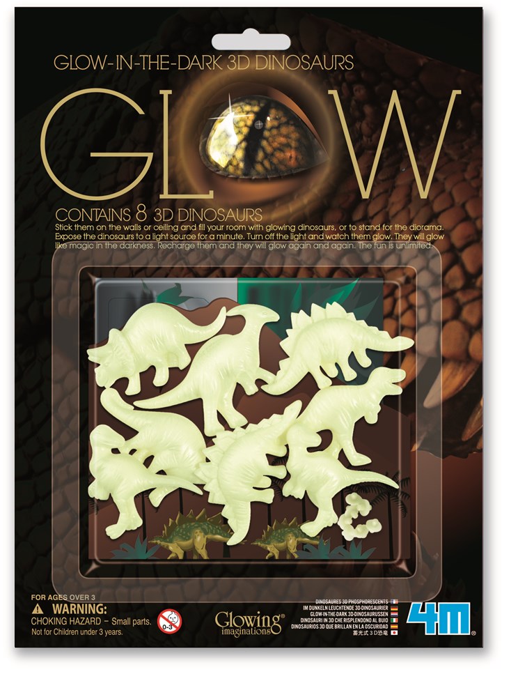 4M: Glow in the Dark 3D Dinosaurs (8 Pack)