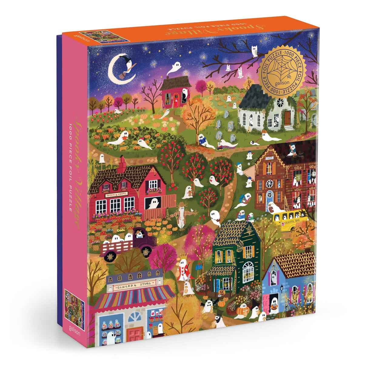 Galison Joy Laforme Spooky Village Foil Puzzle - 1000 Piece