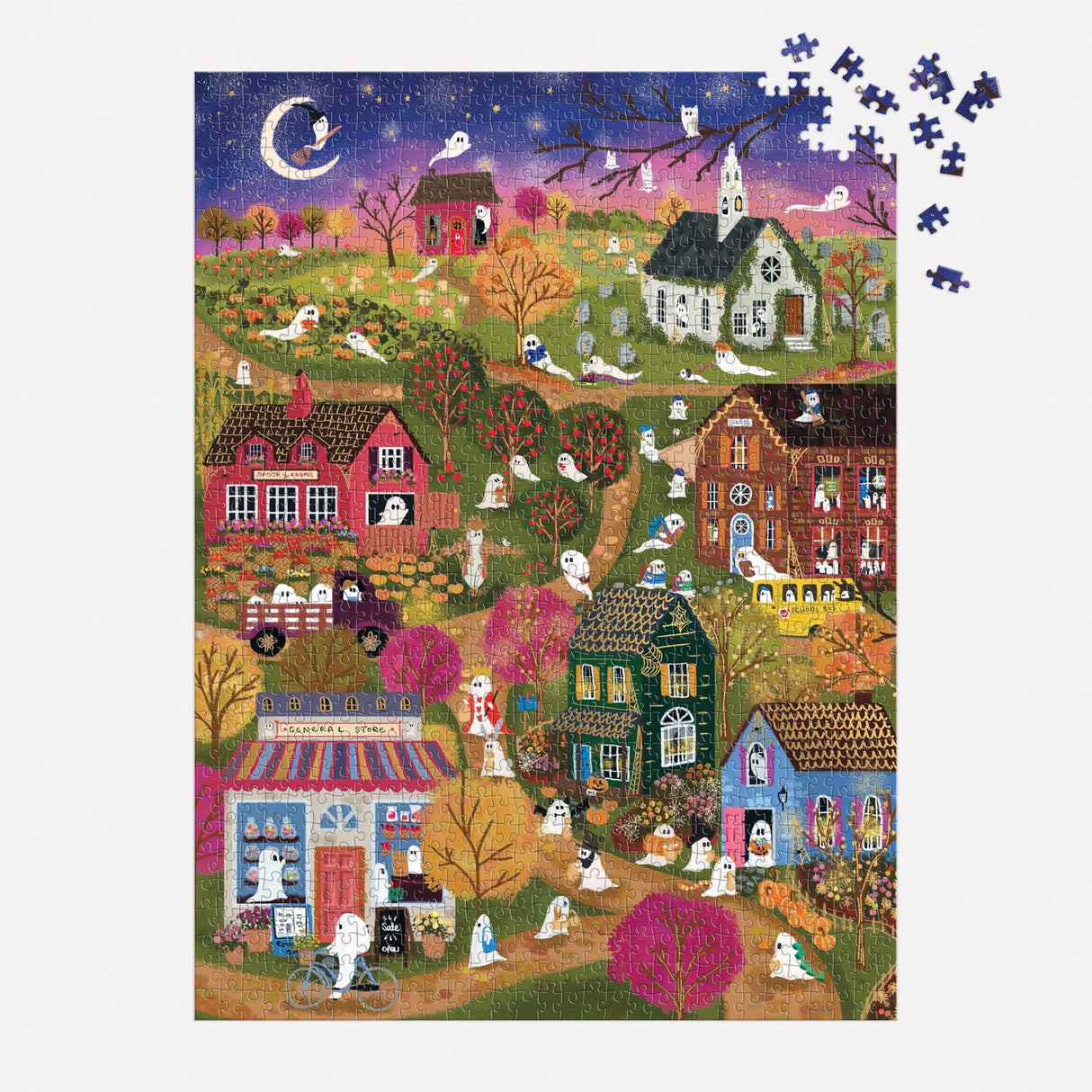 Galison Joy Laforme Spooky Village Foil Puzzle - 1000 Piece