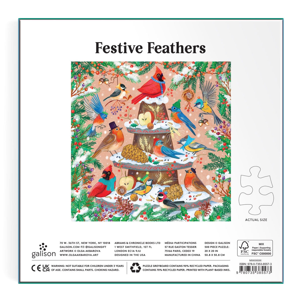 Galison Festive Feathers Foil Puzzle - 500 Piece