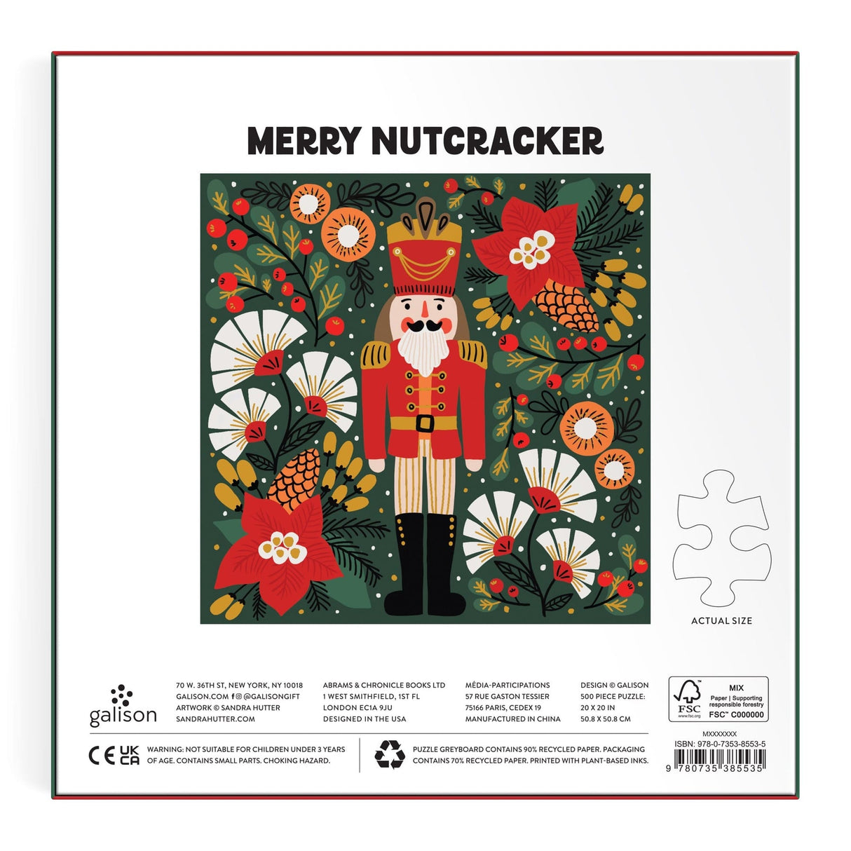 Galison Merry Nutcracker Foil Puzzle - 500 Piece