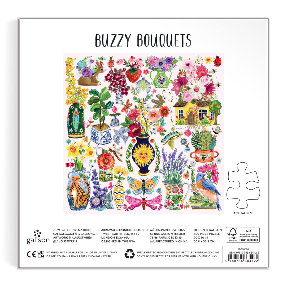 Galison Buzzy Bouquets Puzzle - 500 Piece