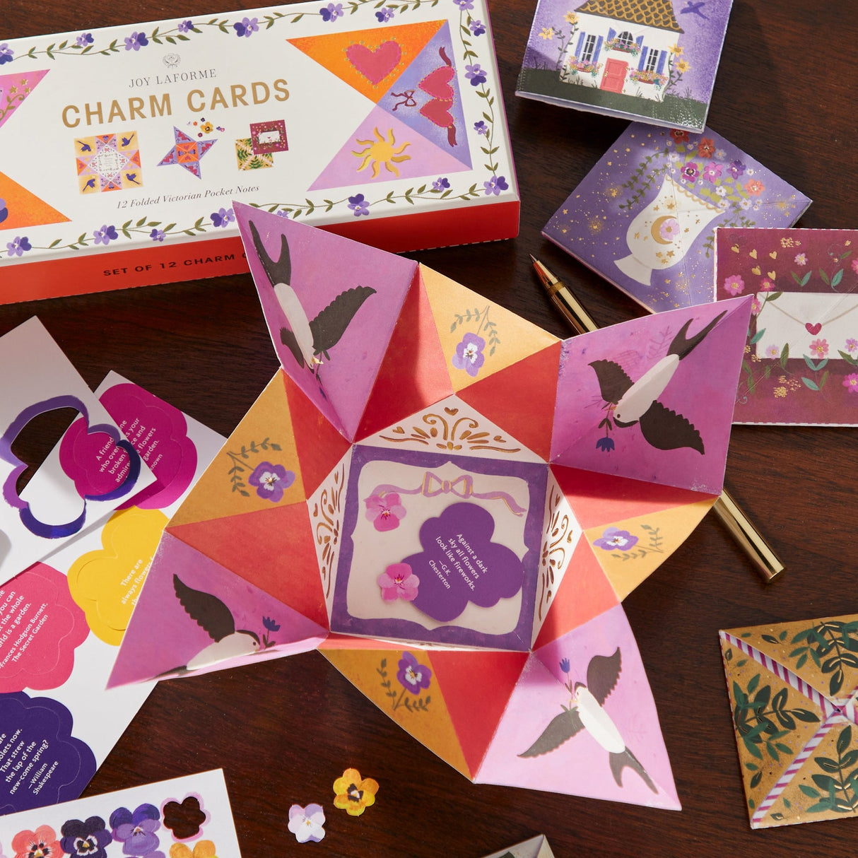 Galison Joy Laforme Charm Cards, 12 cards, 90 Pieces of Confetti