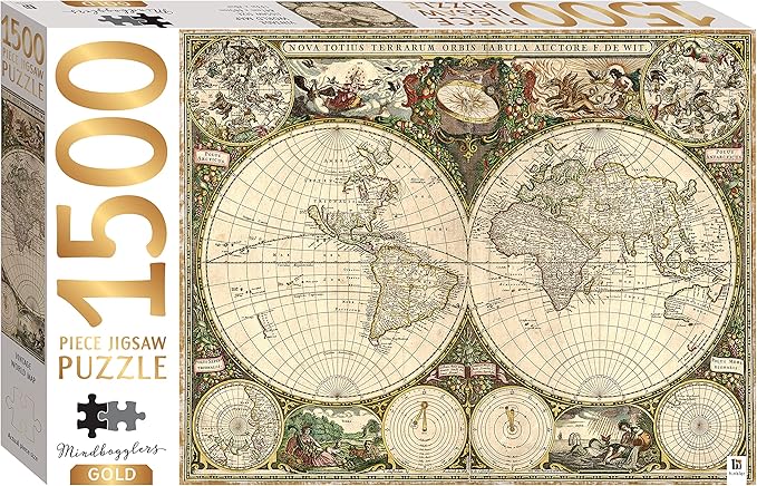 Mindbogglers Gold 1500pc Jigsaw Puzzle - Vintage World Map